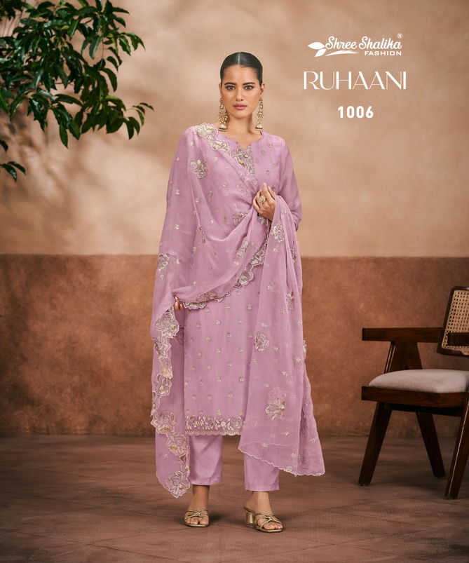 Ruhani By shree Shalika Organza Chiffon Embroidery Dress Material Suppliers In India